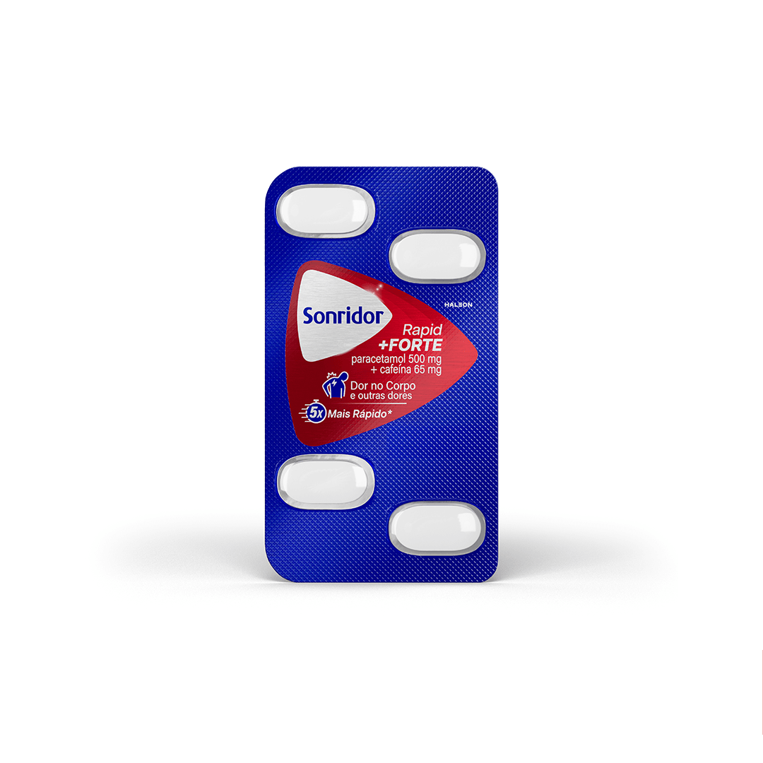 Analgésico e Antitérmico Sonridor Rapid Forte 500mg + 65mg 4 Comprimidos