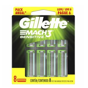 Carga para Aparelho de Barbear Gillette Mach3 Sensitive 8 Unidades