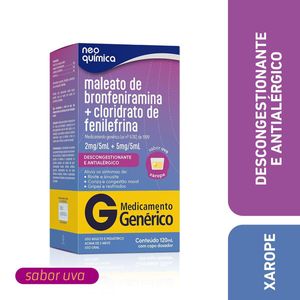 Maleato de Bronfeniramina + Cloridrato de Fenilefrina 2mg + 5mg Brainfarma Xarope 120ml