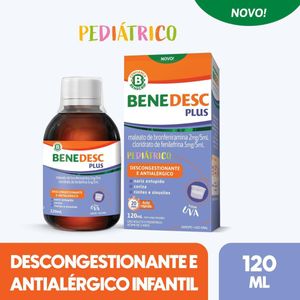 Descongestionante Benedesc Plus Pediátrico Sabor Uva Xarope 120ml + Copo Dosador
