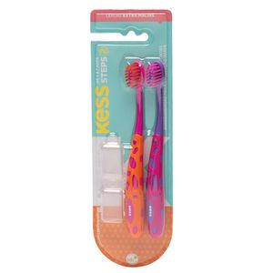 Escova Dental Kess Step 2 de 4 a 7 anos com 2 unidades Cores Sortidas