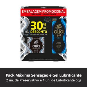 Kit Olla Preservativo Máxima Sensação 2 Unidades + Gel Lubrificante Íntimo 50g