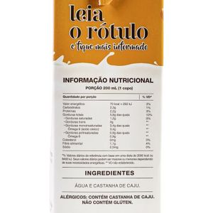 Bebida Vegetal Castanha Assada + Água e Só Cajueiro 1L