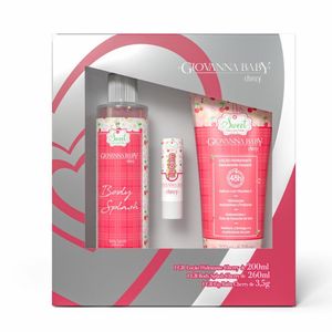 Kit Giovanna Baby Cherry Loção Hidratante 200ml + Body Splash 260ml + Lip Blam 3,5g