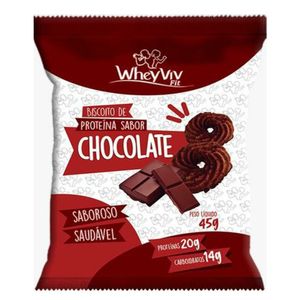 Biscoito de Proteína WheyViv Fit Sabor Chocolate 45g