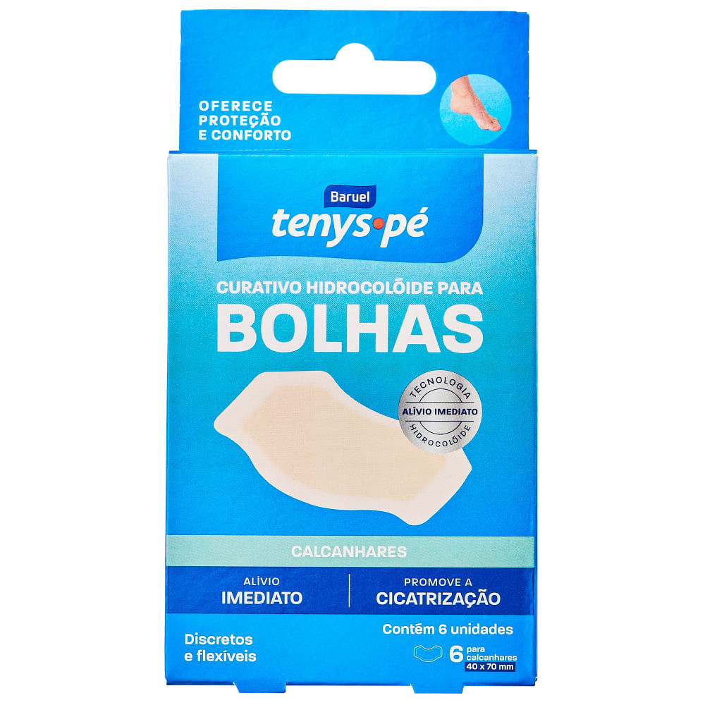 Curativo Hidrocoloide para Bolhas Baruel Tenys Pé Calcanhares 6 Unidades