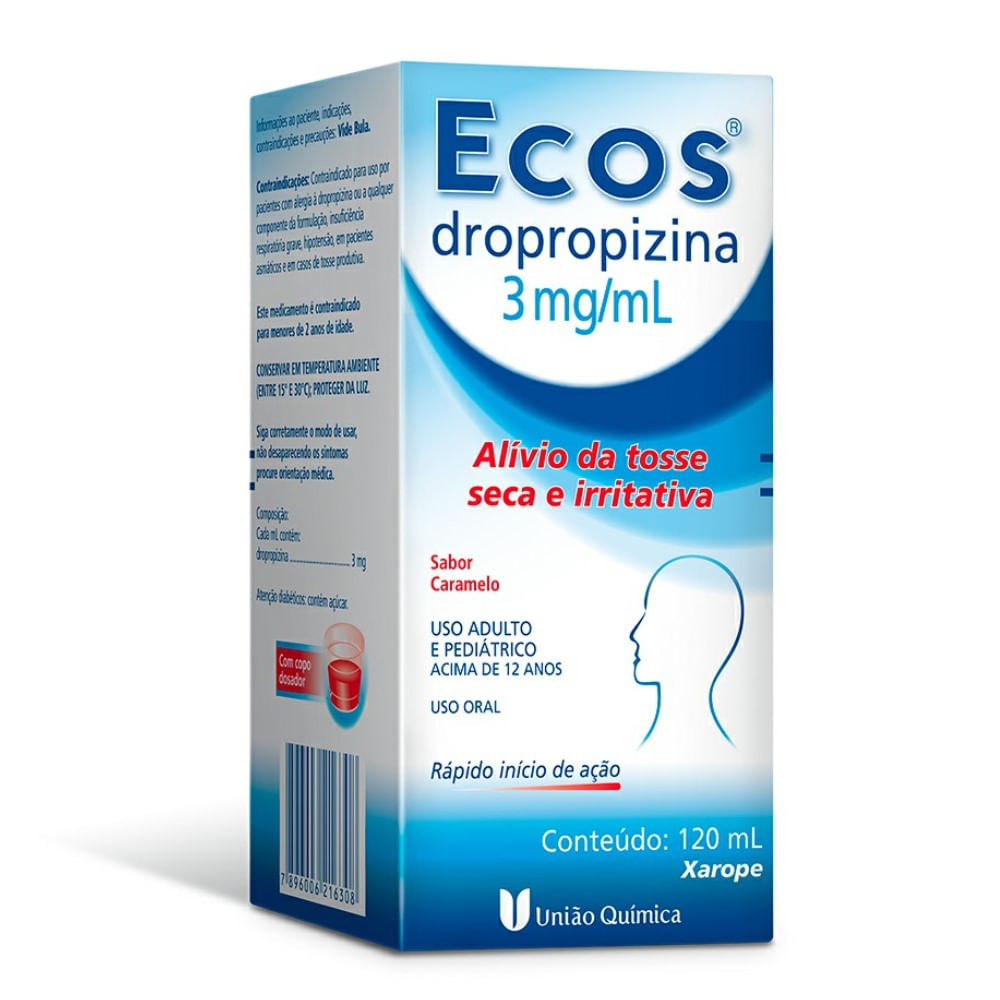 Ecos 3mg/ml União Química Xarope Sabor Caramelo 120ml + Copo Dosador