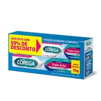 Kit Ultra Corega Tripla Ação Sem Sabor Creme Fixador De Próteses 70g + Creme Fixador De Próteses 20g
