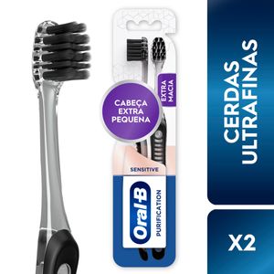 Escova Dental Oral-B Purification Cerdas Ultrafinas com Minerais de Carvão 2 Unidades
