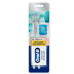 Escova Dental Oral-B Sensitive Indicator Extra Macia 2 Unidades + Fio Dental Oral-B Satin Floss 5 m 1 - 1 Unidade
