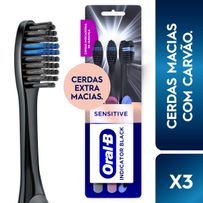 Escova Dental Oral B Indicator Black Cerdas Inteligentes com Carvão 3 Unidades