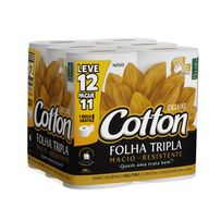 Papel Higiênico Cotton Folha Tripla Leve 12 Pague 11