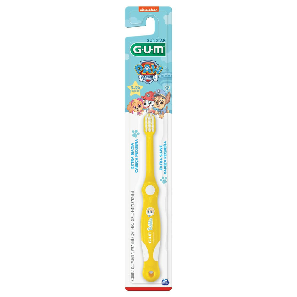 Escova Dental Infantil Gum Paw Patrol Macia Cores Sortidas 1 Unidade