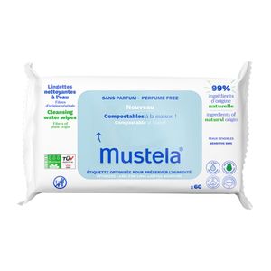 Toalha Umedecida Mustela Compostáveis Sem Perfume 60 Unidades
