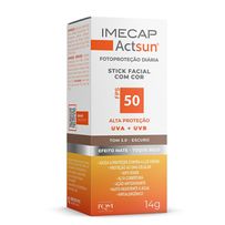 Protetor Solar Facial Stick Imecap Actsun Toque Seco FPS50 Tom 3 Escuro 14g