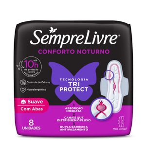 Absorvente Externo Sempre Livre Conforto Noturno Suave com Abas 8 Unidades