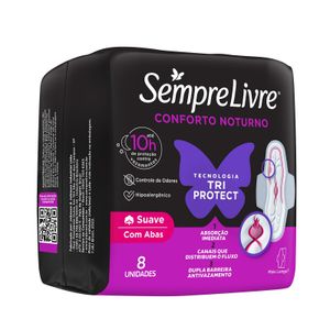 Absorvente Externo Sempre Livre Conforto Noturno Suave com Abas 8 Unidades