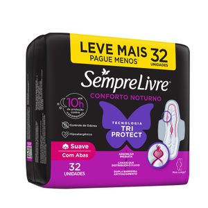 Absorvente Externo Sempre Livre Conforto Noturno Suave com Abas 32 Unidades