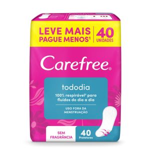 Protetor Diário Carefree Tododia Sem Perfume 40 Unidades
