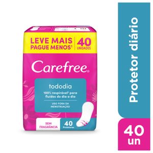 Protetor Diário Carefree Tododia Sem Perfume 40 Unidades