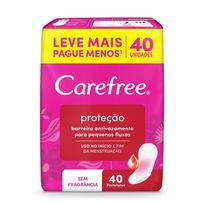 Protetor Diário Carefree Proteção sem Fragrância 40 Unidades