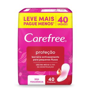 Protetor Diário Carefree Proteção sem Fragrância 40 Unidades
