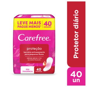 Protetor Diário Carefree Proteção sem Fragrância 40 Unidades