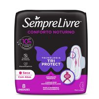 Absorvente Sempre Livre Conforto Noturno Seca com Abas 8 Unidades