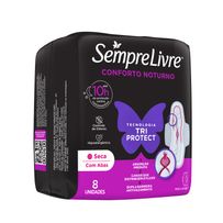 Absorvente Sempre Livre Conforto Noturno Seca com Abas 8 Unidades