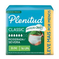 Roupa Íntima Descartável Plenitud Classic para Incontinência P/M 16 Unidades