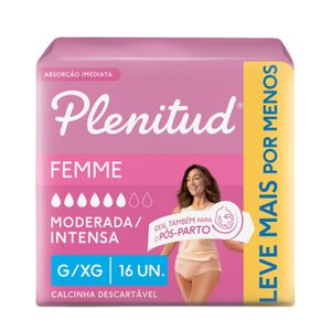 Roupa Íntima Plenitud Femme para Incontinência G/XG 16 Unidades