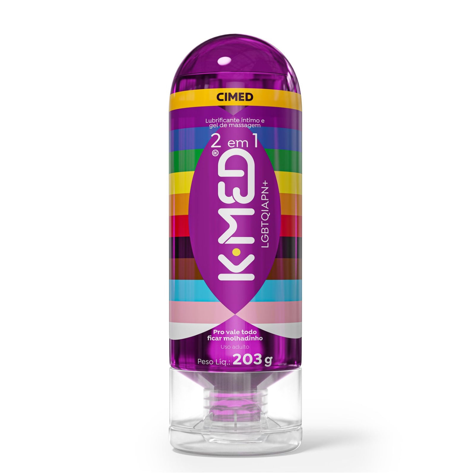 Lubrificante Íntimo e Gel de Massagem K-Med 2 Em 1 LGBT+ 203g