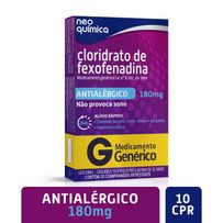 Cloridrato De Fexofenadina 180mg 10 Comprimidos