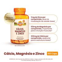 Suplemento Alimentar Sundown Calcio Magnéso e Zinco 100 Comprimidos
