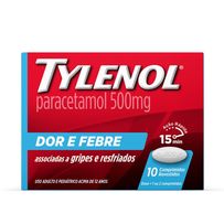 Tylenol 500mg Dor e Febre 10 Comprimidos
