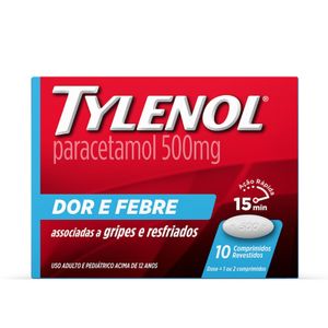 Tylenol 500mg Dor e Febre 10 Comprimidos
