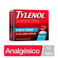 Tylenol 500mg Dor e Febre 10 Comprimidos