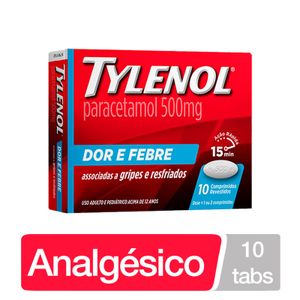 Tylenol 500mg Dor e Febre 10 Comprimidos