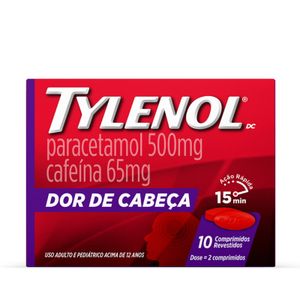 Tylenol 500mg + 65mg Dor e Febre 10 Comprimidos