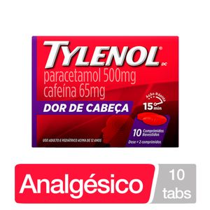 Tylenol 500mg + 65mg Dor e Febre 10 Comprimidos