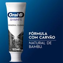 Creme Dental Oral-B 3D White Mineral Clean, Carvão de Bambu 107ml
