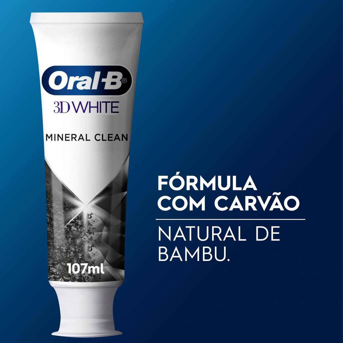 Creme Dental Oral-B 3D White Mineral Clean, Carvão de Bambu 107ml