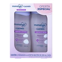 Kit Sabonete Líquido Íntimo Monange e Lucretin Neutro 2 Unidades de 200ml cada