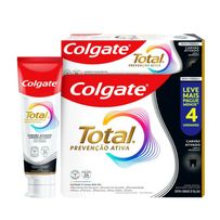 Creme Dental Colgate Total Prevenção Ativa Carvão Ativado 90g 4 unidades