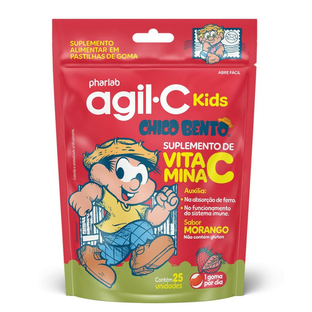 Suplemento de Alimentar Pharlab Vitamina C Agil-C Kids Sabor Morango 25 unidades