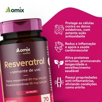 Resveratrol Semente de Uva Omix 70 Cápsulas