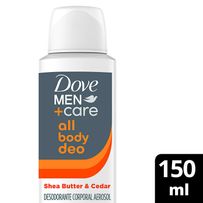 Desodorante Corporal Aerosol Dove Men All Body Deo Shea Butter e Cedar 150ml