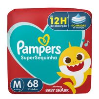Fralda Pampers SuperSequinha Baby Shark M 68 unidades