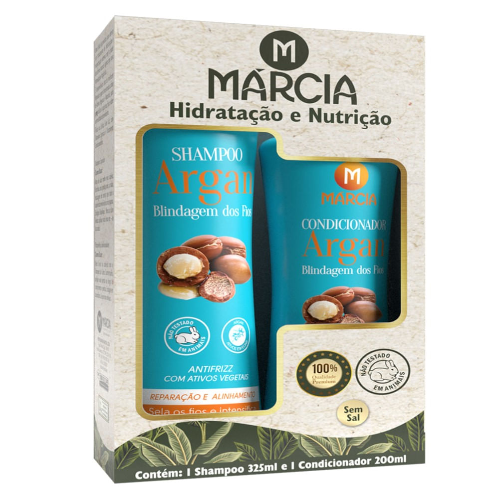 Kit Marcia Argan Blindagem dos Fios Shampoo 325ml + Condicionador