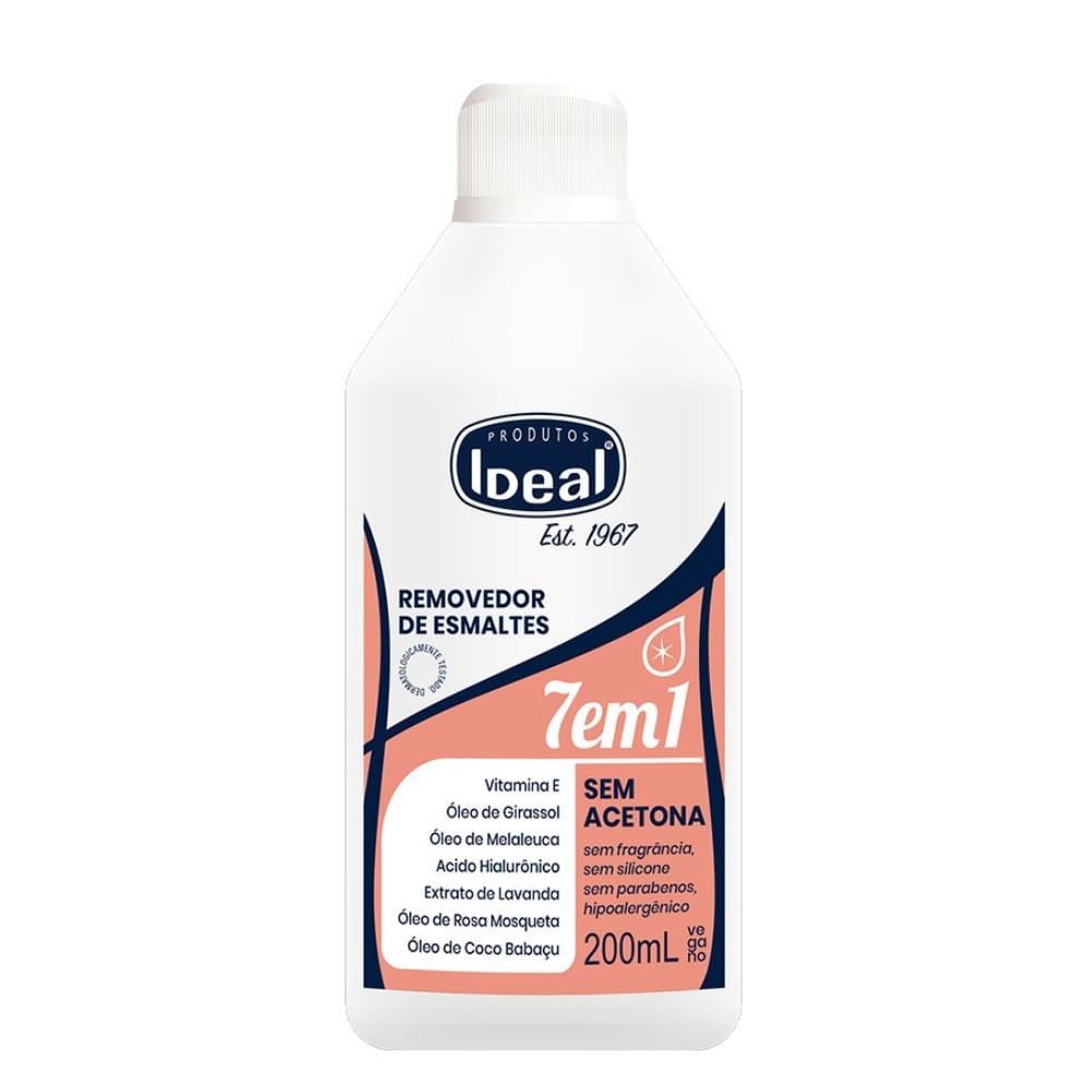 Removedor de Esmaltes Sem Acetona 7 em 1 Ideal 200ml